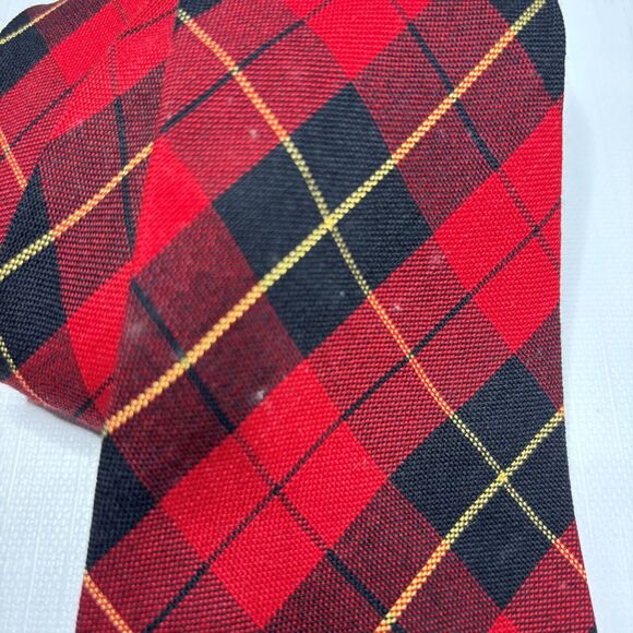 Haband Red Tartan Plaid Necktie Dress Kilt Wool Business Office Core 30s Vintage - Picture 5 of 5